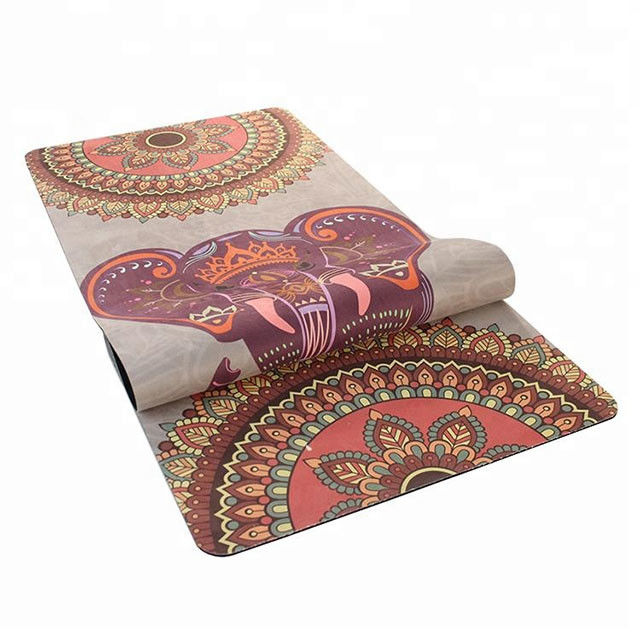 Non - tapis en caoutchouc durable de yoga de débutantes de femmes de suède de petit pain de feuille de glissement