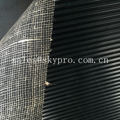 Durable wide ribbed rubber safety mats with nylon mesh fabric reinforced on bottom